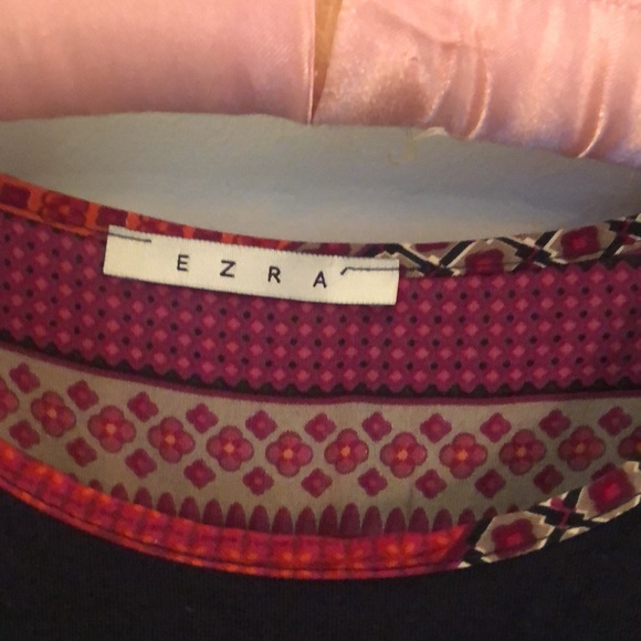 Ezra pajama top or lounge wear, soft fabric, red patterned trim, small - Picture 2 of 5